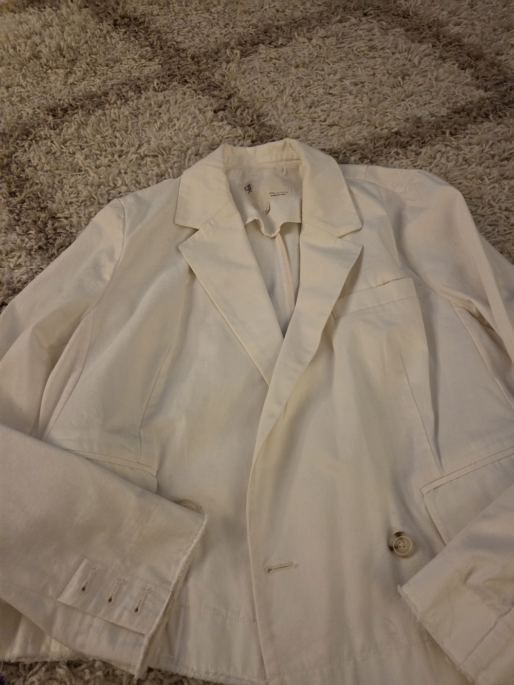 Pilcro Cream Single-Button Tailored Blazer